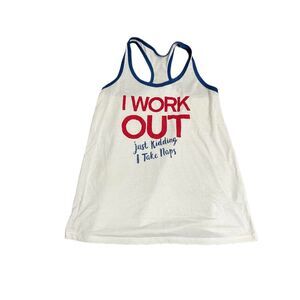 Athletic Works "I Work Out" White Graphic Bodysuit - Size Medium